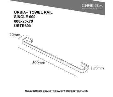 Urbia+ Towel Rail 600mm